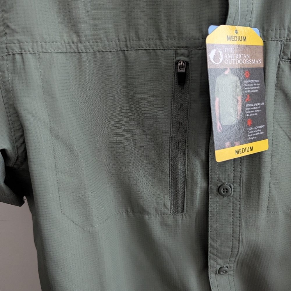 American Outdoorman Men’s Short Sleeve Fishing Shirt - UPF 40, Quick Dry, Medium - Picture 4 of 9